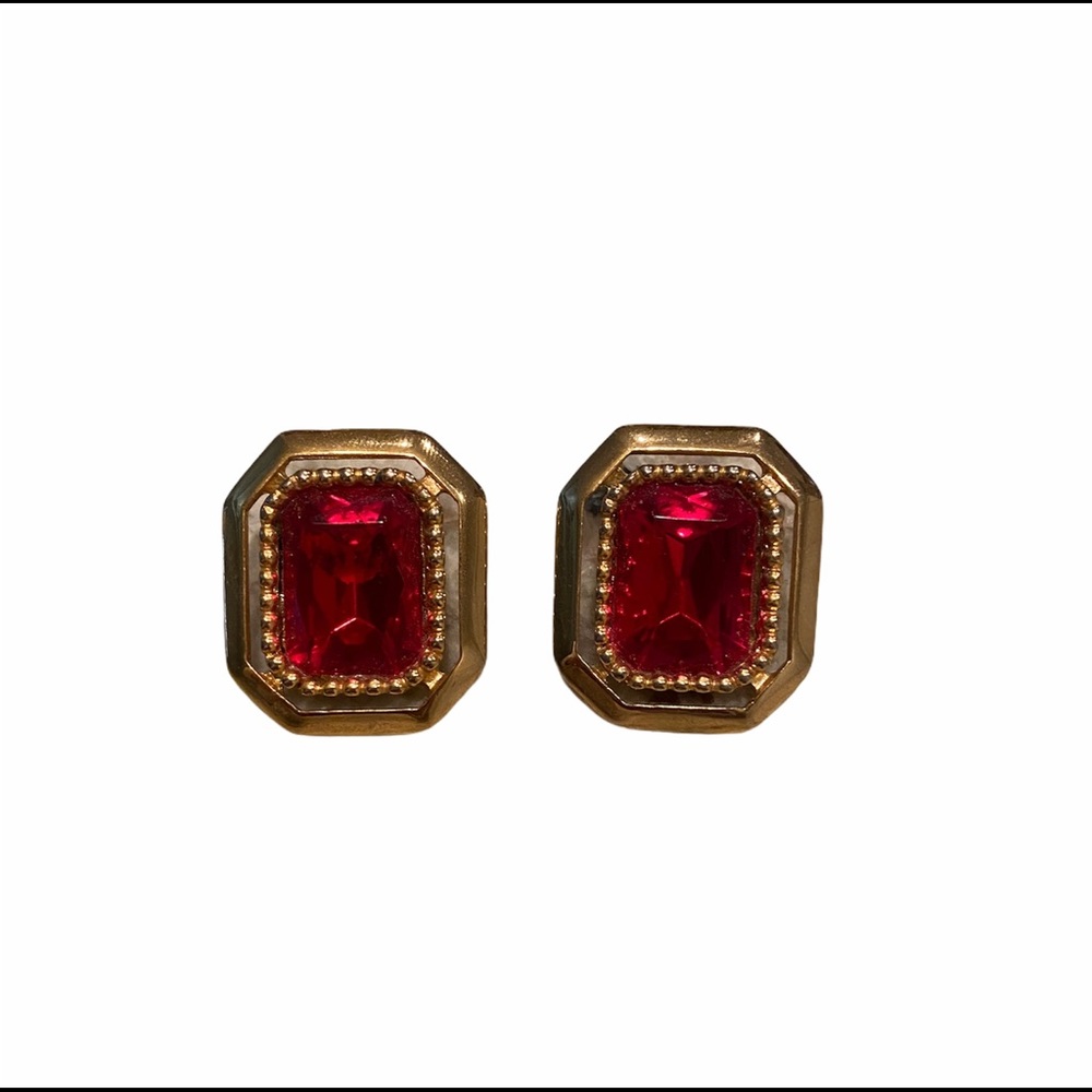 Vintage red and gold earrings.